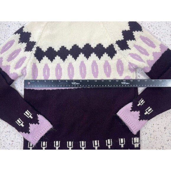 Nurum Women's Small Classic Ragg Wool Elite Sweater Fair Isle Wine Purple Aztec - Picture 5 of 9